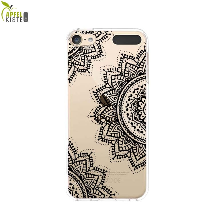 © - iPod Touch 7 / 6 / 5 Gummi Case Hülle Ultra Thin Henna Mandala - Transparent / Schwarz