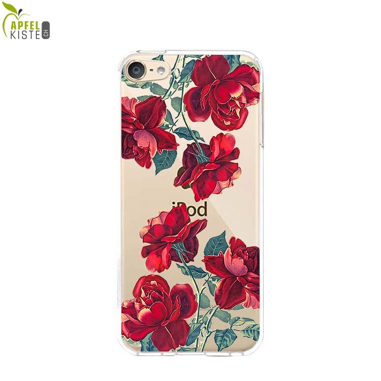 © - iPod Touch 7 / 6 / 5 Gummi Case Hülle Ultra Thin Rote Rosen - Transparent