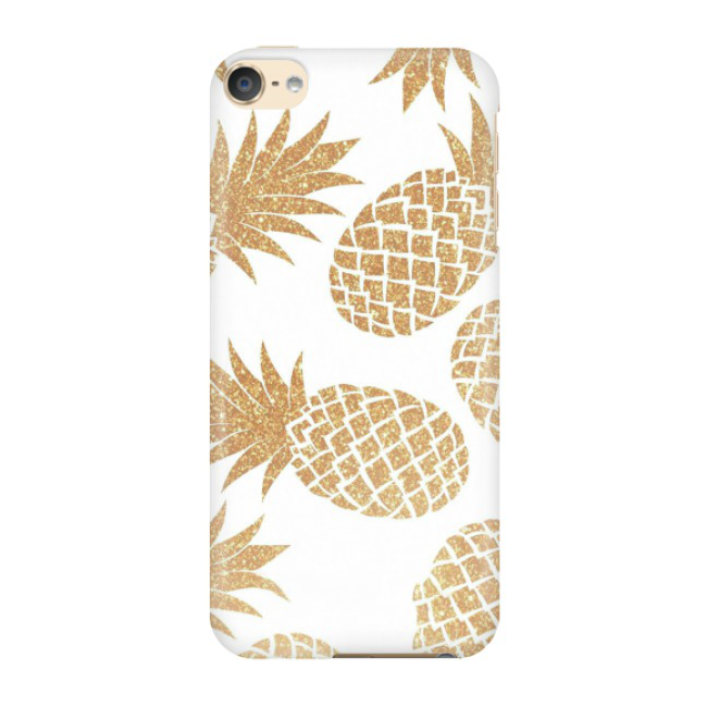 Image of iPod Touch 7 / 6 Hardcase Schutzhülle Ananas Look - Gold / Weiss bei Apfelkiste.ch