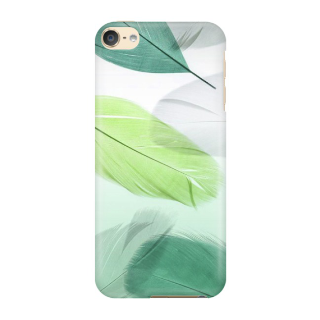 Image of iPod Touch 7 / 6 Hardcase Schutzhülle Federn - Grün / Weiss bei Apfelkiste.ch