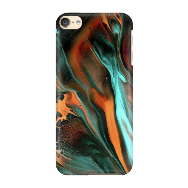 Image of iPod Touch 7 / 6 Hardcase Schutzhülle Marmor Marble Design - Türkis / Orange bei Apfelkiste.ch
