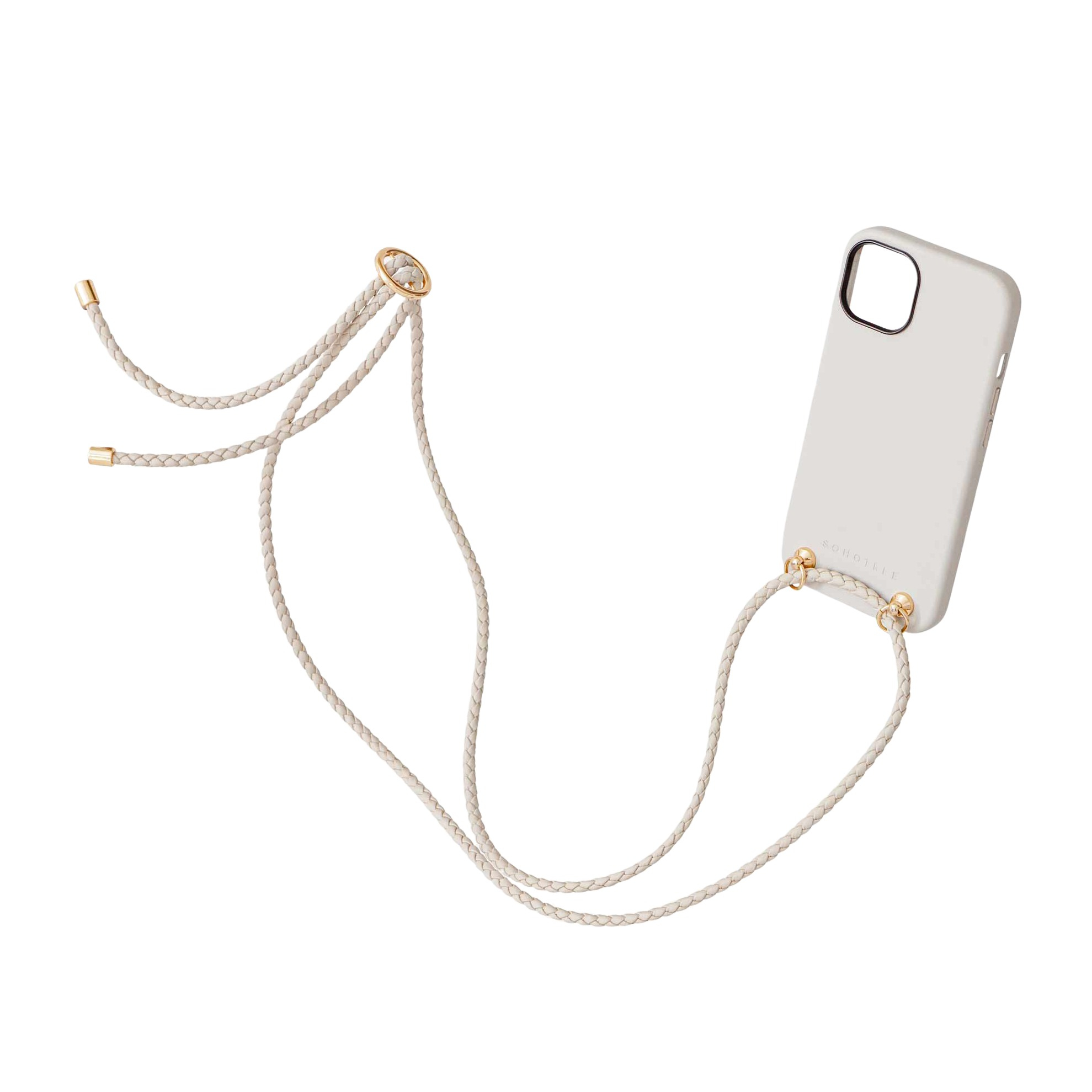 Image of Sohotree - (140cm) iPhone 13 Pro Helios Necklace Handyhülle aus Veganem Apfelleder + Handykette - Ivory (Weiss) bei Apfelkiste.ch