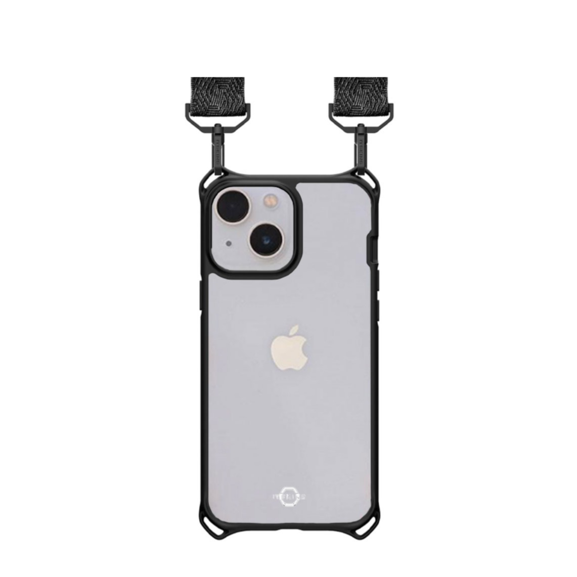 Image of ITSkins - iPhone 13 Hybrid Sling Antimikrobielle Necklace Kordel Breit Schutz Hardcase Hülle (Fallschutz 3 Mete) - Schwarz / Transparent bei Apfelkiste.ch