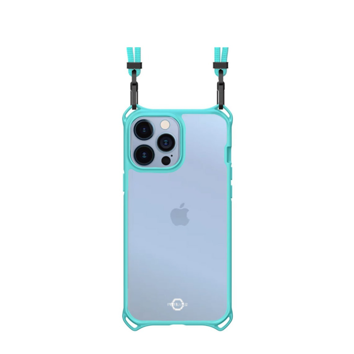 Image of ITSkins - iPhone 13 Pro Max / 12 Pro Max Hybrid Sling Antimikrobielle Necklace Schutz Hardcase Hülle (Fallschutz 3 Meter) - Türkis / Transparent bei Apfelkiste.ch