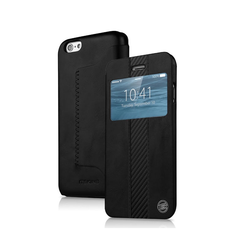 Image of ITSkins - iPhone 6 / 6S Clear View Leder Tasche Flip Cover - Schwarz bei Apfelkiste.ch
