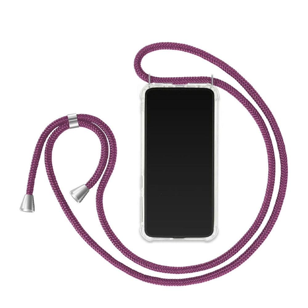 Image of Jalouza - Samsung Galaxy S10 Necklace Gummi Hülle Air Cushion Fallschutz + Handykette (S10DKAe) - Transparent / Violett bei Apfelkiste.ch
