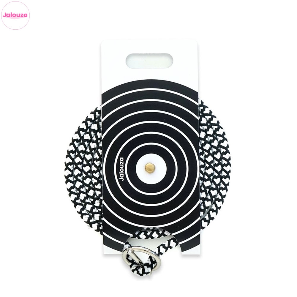 Universal Necklace Kordel Handykette 6mm Seil mit Verstellring (Länge 165cm) - Schwarz / Weiss