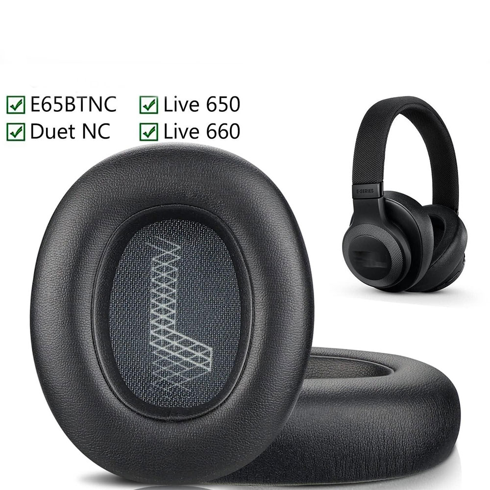 Ersatz Ohrpolster Für JBL Live 650BTNC/660NC/E65BTNC/750NC – Memory-Schaum, Proteinleder, Schwarz
