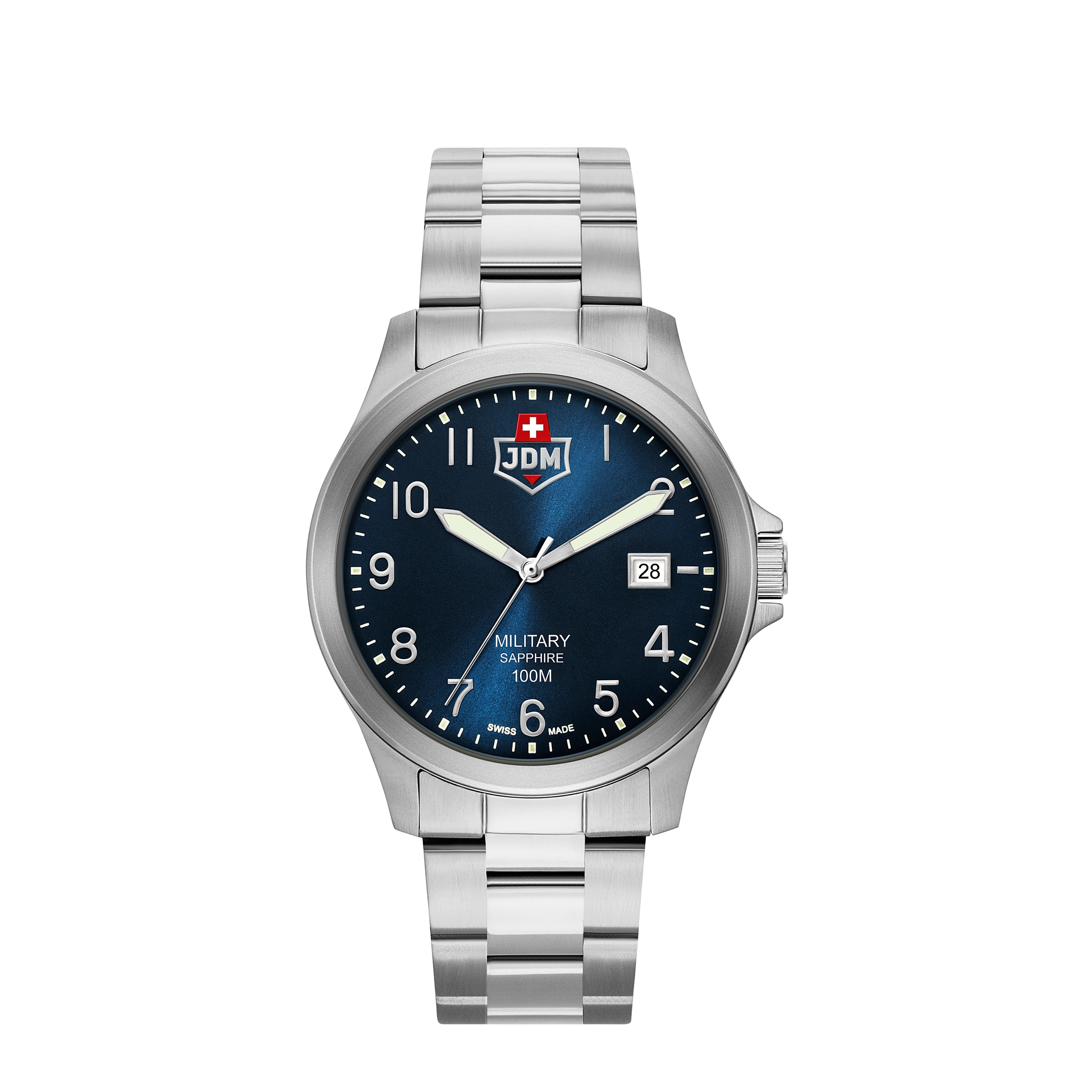 Image of JDM Military Sapphire - (Ø40mm) Alpha I Quarz Outdoor Herren Armbanduhr (Gelenkumfang 152-241mm) - Silber / Blau bei Apfelkiste.ch