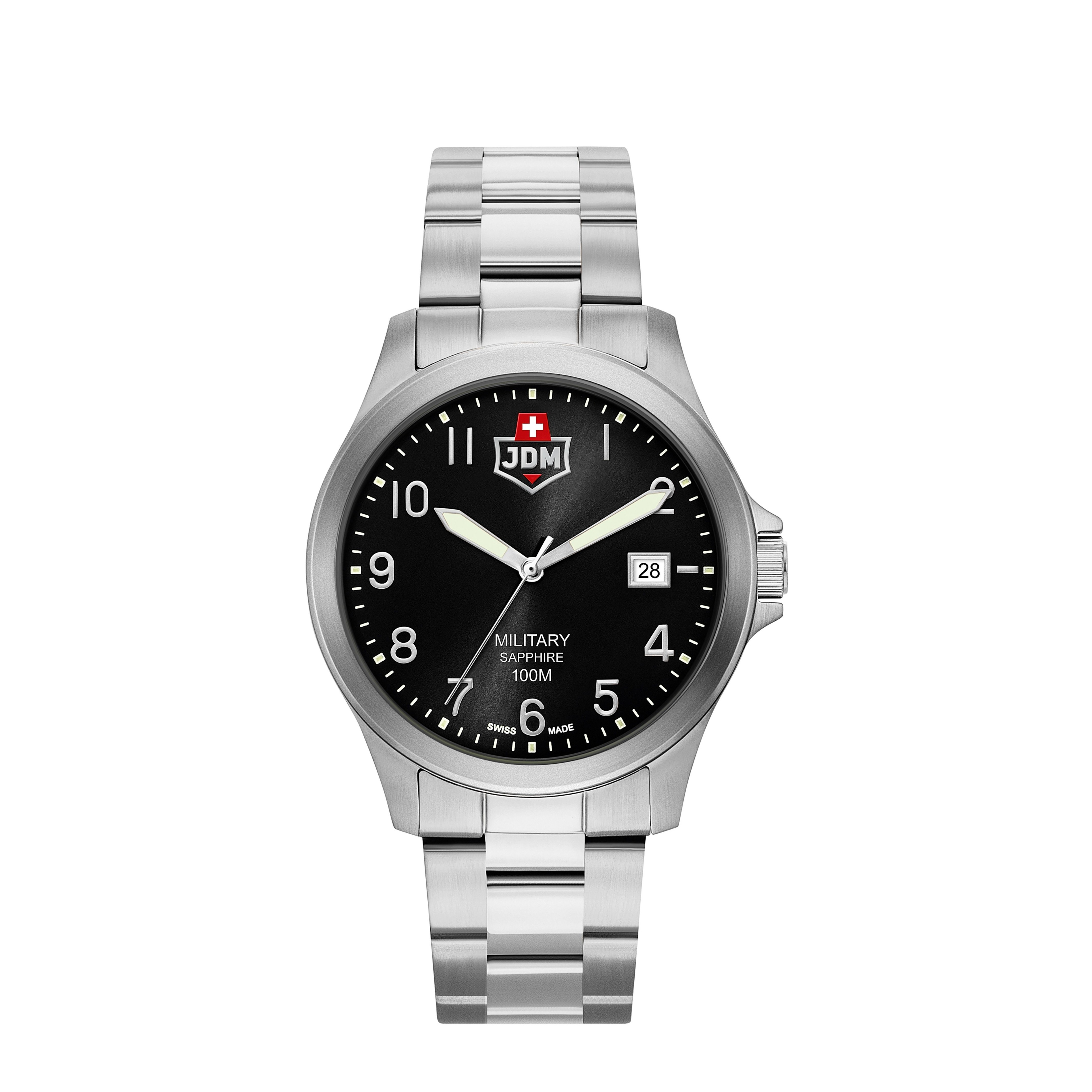 Image of JDM Military Sapphire - (Ø40mm) Alpha I Quarz Outdoor Herren Armbanduhr (Gelenkumfang 152-241mm) - Silber / Schwarz bei Apfelkiste.ch