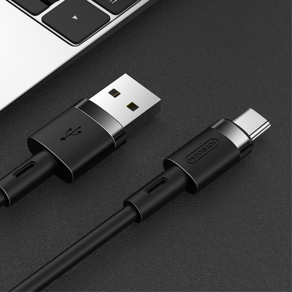 Image of Joyroom - (1.2m) 2.4A USB A auf USB C Kevlar® Schnellladekabel Silikon Datenkabel - Schwarz bei Apfelkiste.ch