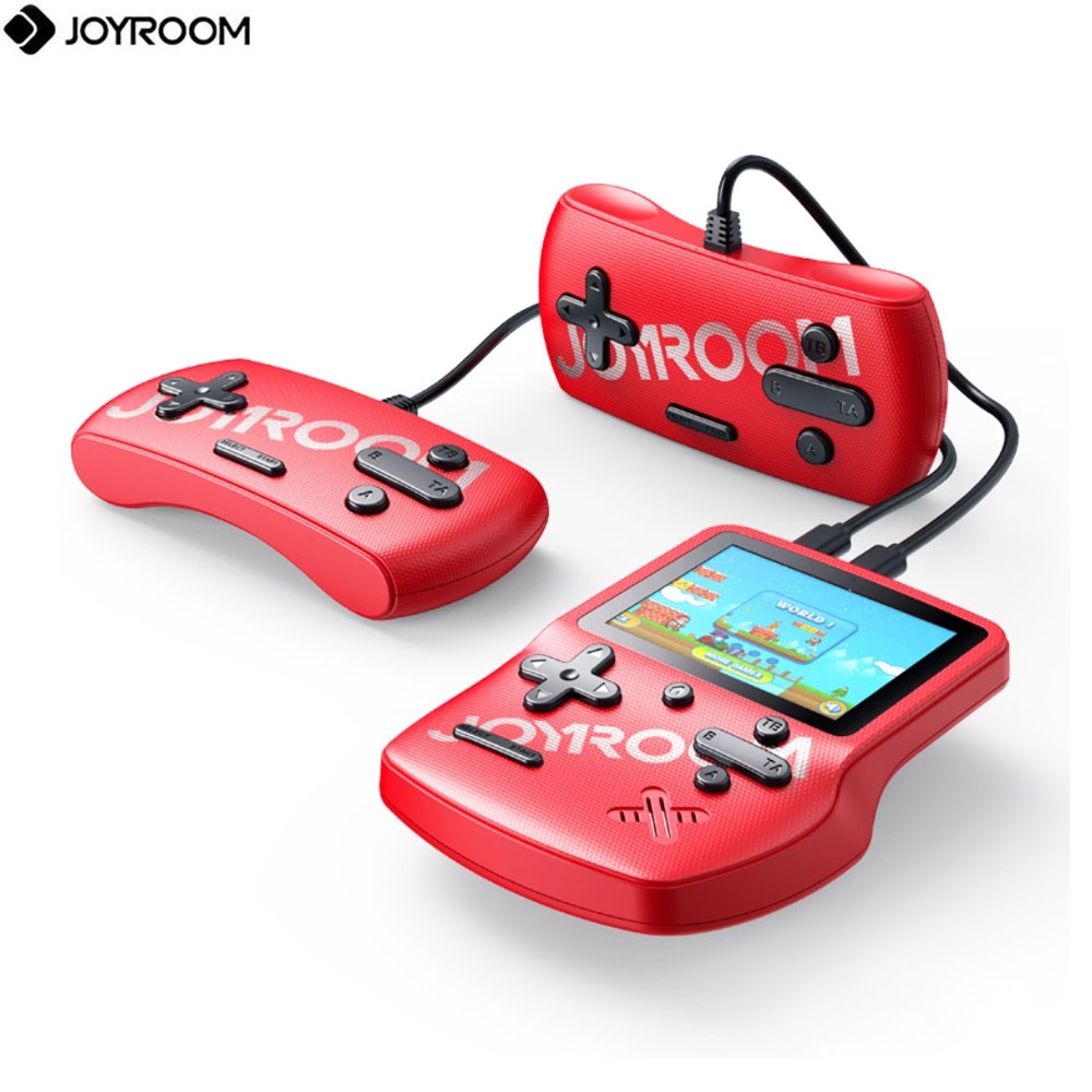 (3-tlg. Set) Joyroom - Mini Entertainment System Retro Spiele-Konsole mit 169 integrierten Spielen + 2x Controller - Rot