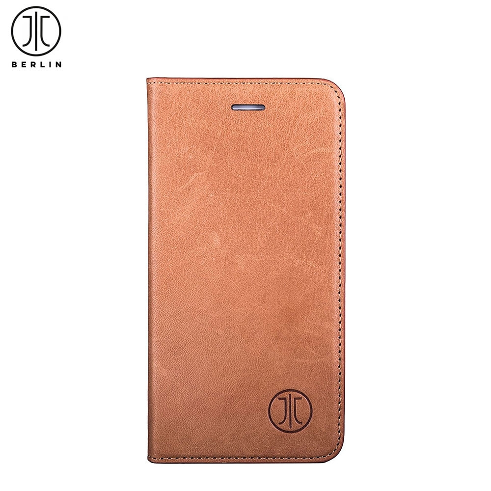 iPhone Xs / X Echtleder Bookcase Hülle Tegel (10297) - Braun (Cognac)