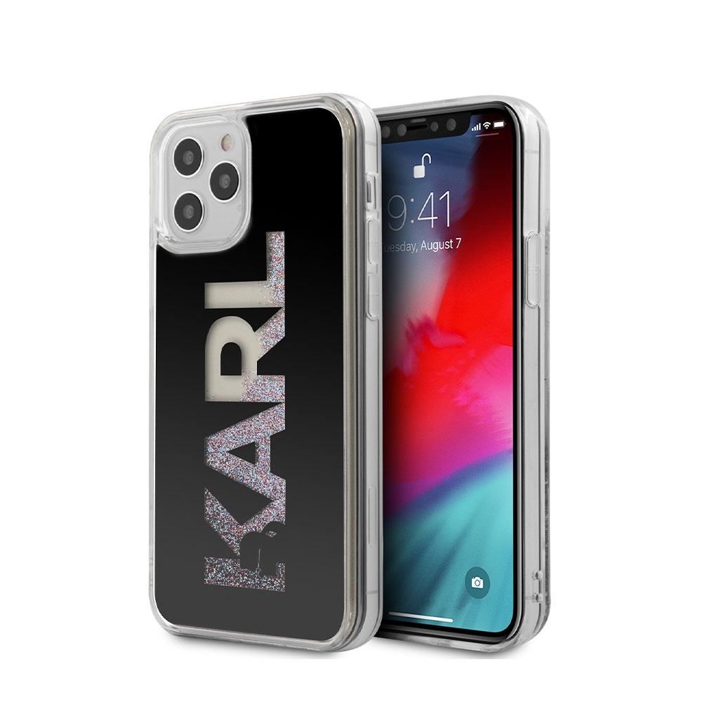 Image of Karl Lagerfeld - iPhone 12 / iPhone 12 Pro Hardcase Hülle Liquid Glitter Multi (KLHCP12MKLMLBK) - Schwarz bei Apfelkiste.ch