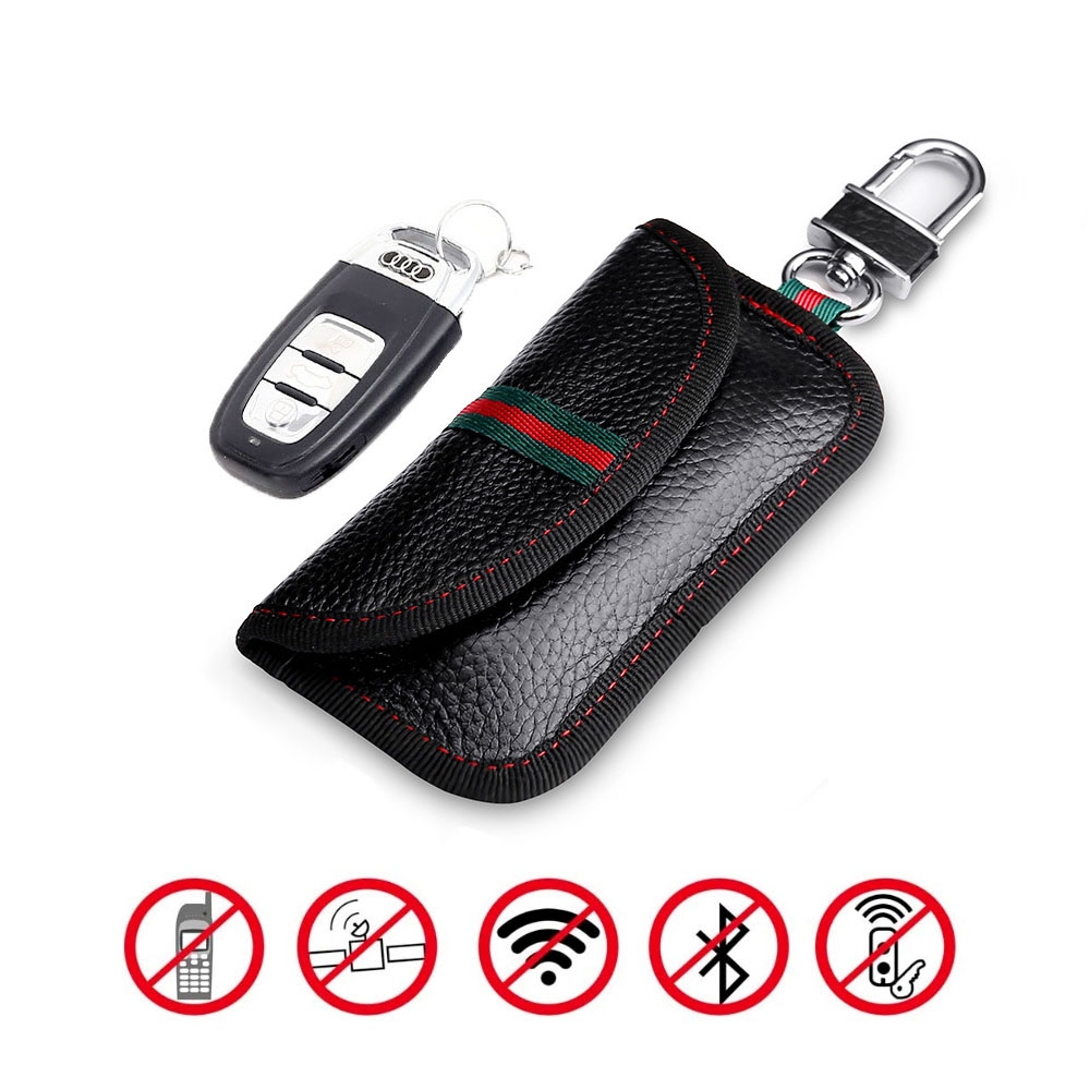 INF RFID Schutztasche für Autoschlüssel, Keyless Autoschlüssel-Etui mit RFID-Schutz,  Schlüsseltasche mit Signalblocker, schwarz : : Fashion