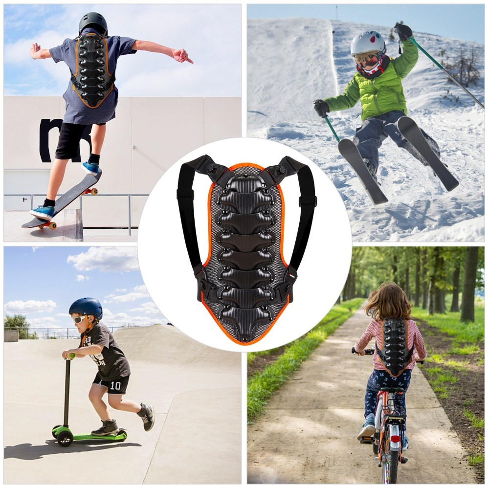 Image of Kinder Rückenpanzer Schlagfester Skateboard / Ski / Velo Protektor - Schwarz / Orange bei Apfelkiste.ch