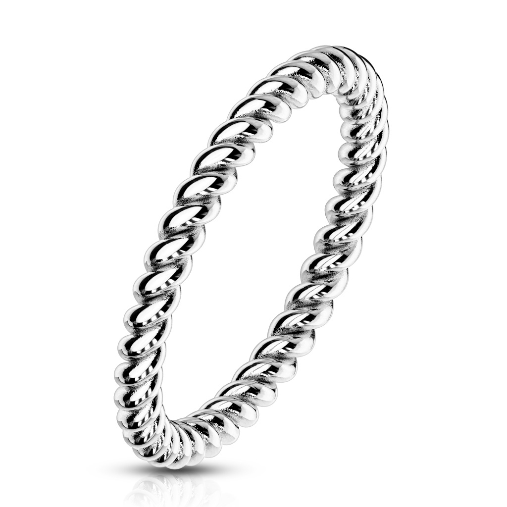 Image of (Gr. 54) Edelstahl Damen Fingerring Kordel Design - Silber bei Apfelkiste.ch