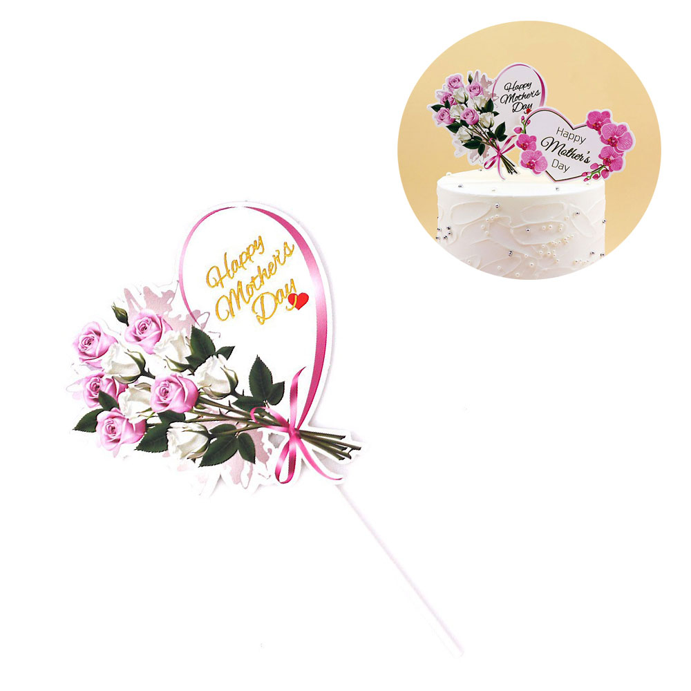 Image of Kuchenstecker Muttertag Tortenstecker Herz Topper Dekoration für Torten / Kuchen - Rosen bei Apfelkiste.ch