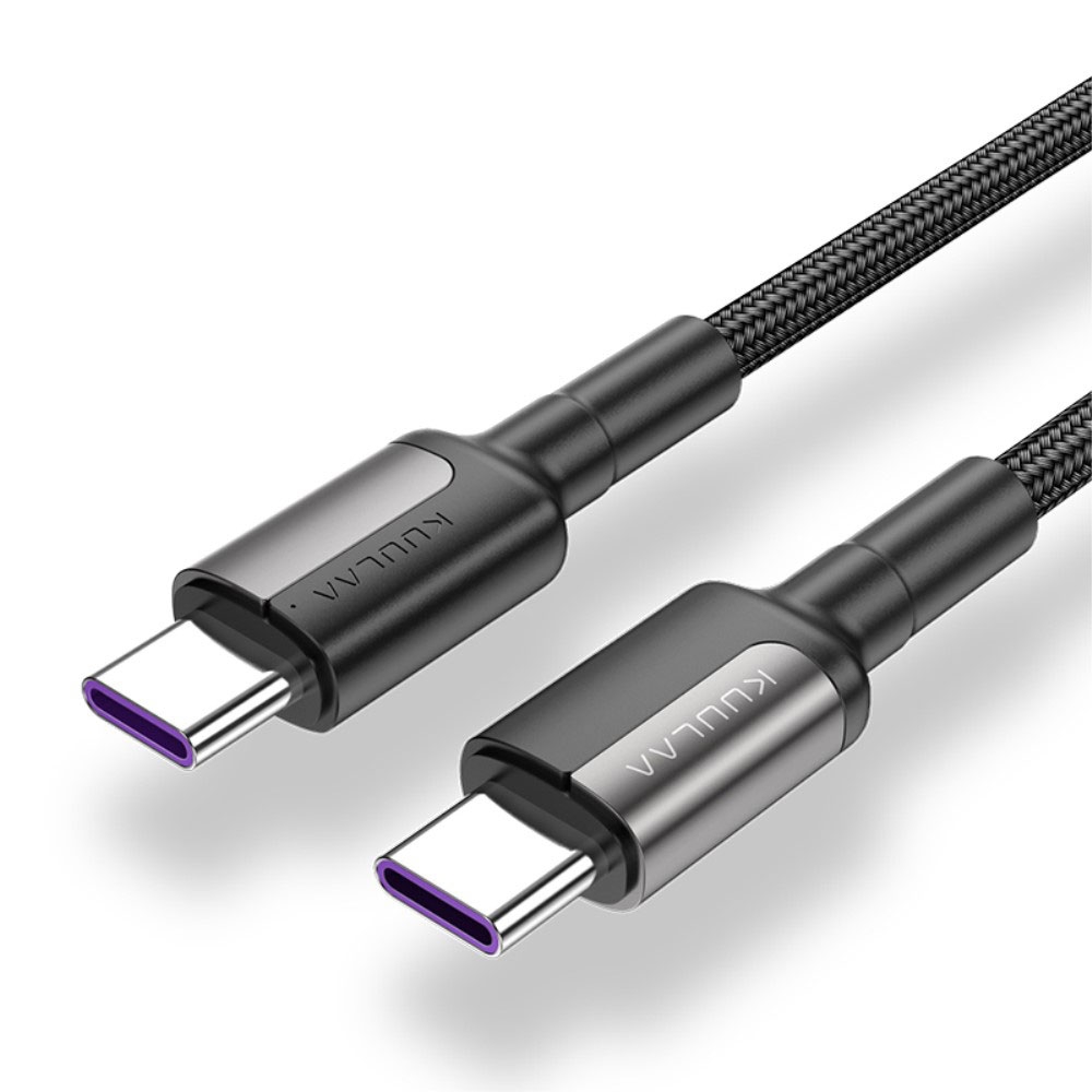 Image of KUULAA - (2m / 3A) 60W USB C auf USB C Schnellladekabel Datenkabel Quick Charge 4.0 / Power Delivery Nylon - Schwarz bei Apfelkiste.ch