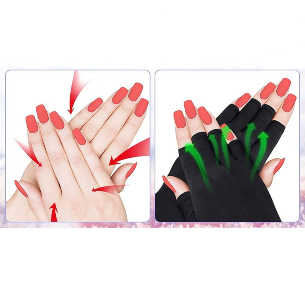 1 Paar Fingerlose UV Schutz Manikre Handschuhe Schwarz