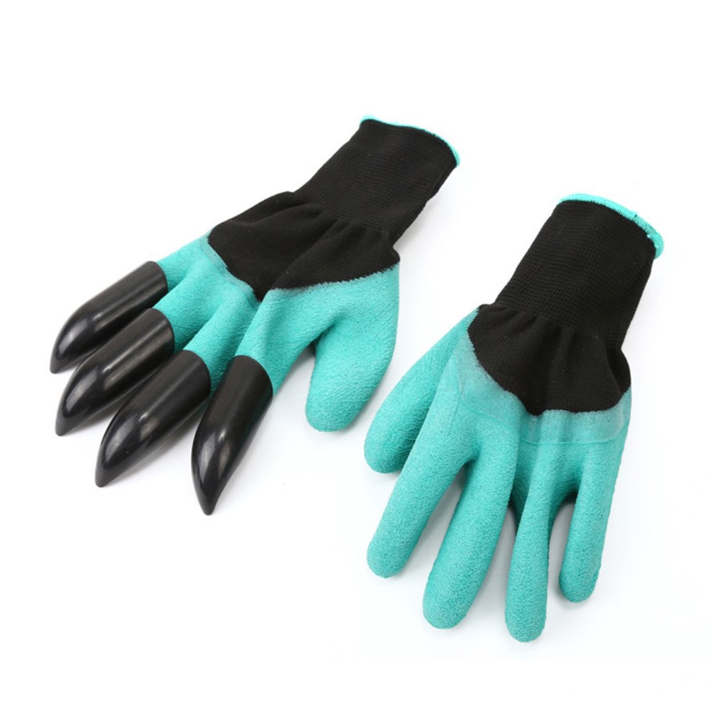 1x Paar Verstärkte Latex Gartenhandschuhe mit 4 ABS Krallen zum Graben und Bepflanzen