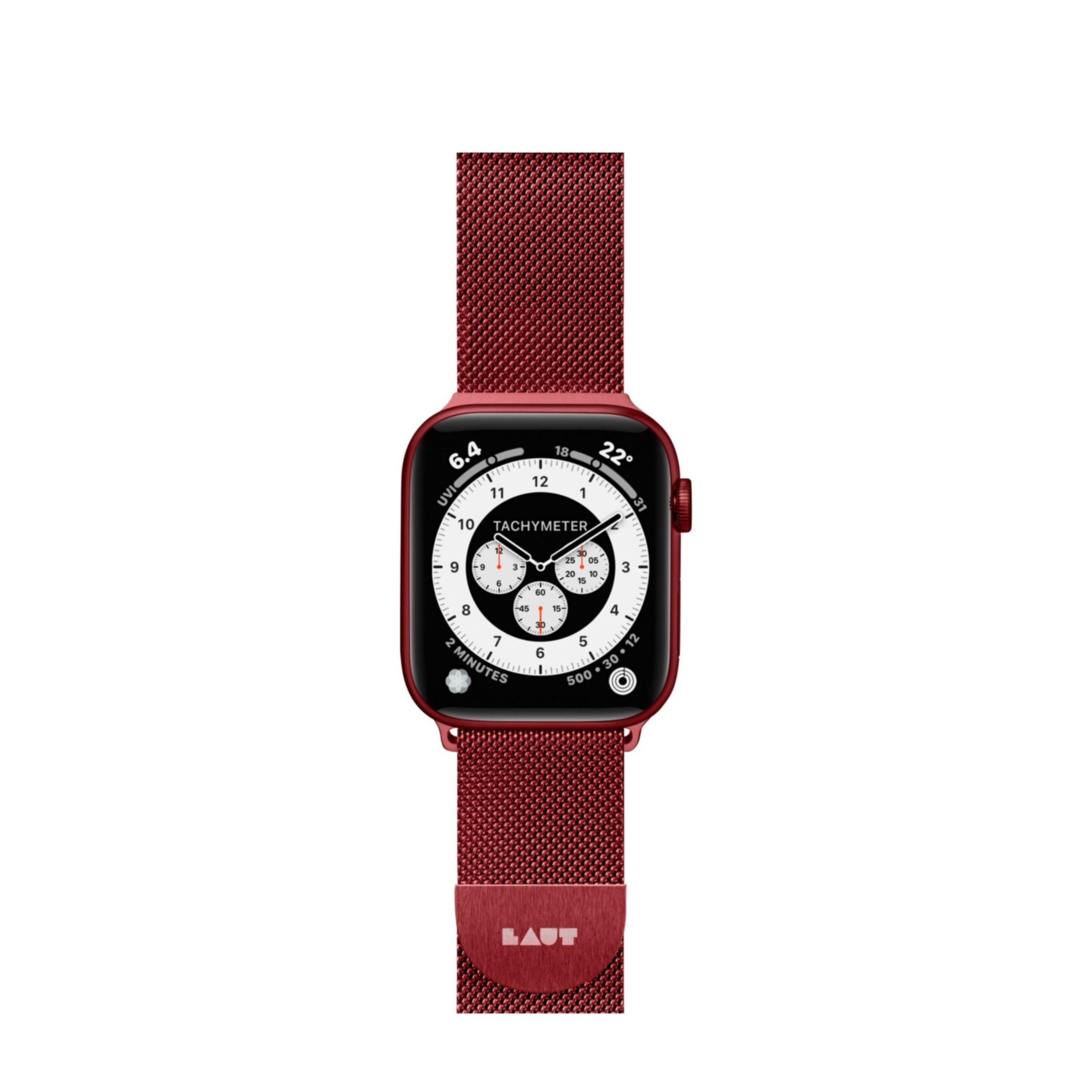 Image of Laut - Steel Loop Apple Watch (45/44/42 mm) Edelstahl Magnet Milanaise Armband Gelenkumfang: 175-265mm (LT-AWL-ST-R) - Rot bei Apfelkiste.ch