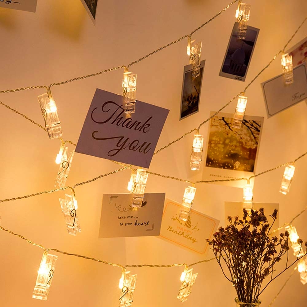 USB Batterie Lichterkette Hellum LED Foto-Clip Lichterkette – 40 Warmweiße LEDs Mit 40 Klammern, 4,68 M, USB Oder Batterie (3xAAA), Für Fotos & Deko