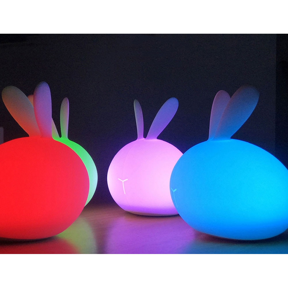 Image of Süsse LED Kinder Nachtlicht Lampe USB Silikon Stimmungsleuchte Hase mit Touch-Funktion - (Leuchtet in 7 versch. Farben) bei Apfelkiste.ch