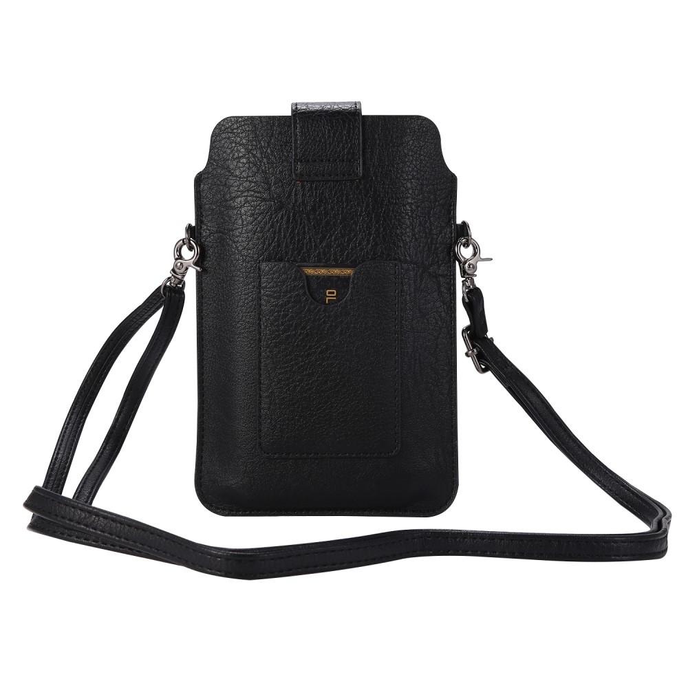 Handy Tasche mit Magnetverschluss Tragegurt Schwarz