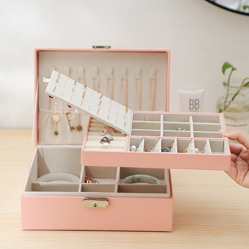 Große Schmuckschatulle, 6-Stöckig, Pu-Leder, Schmuck-Organizer
