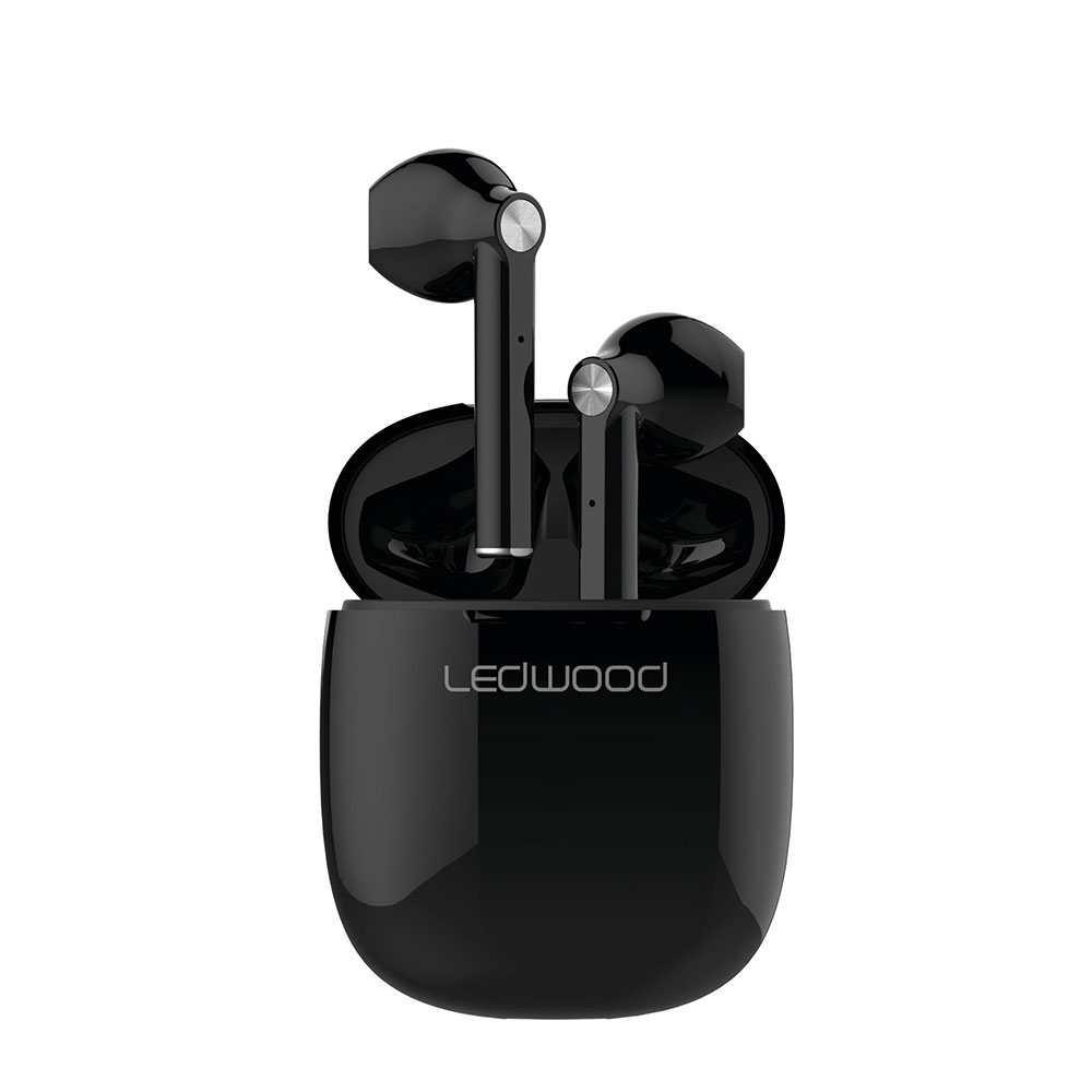 Image of Ledwood - SuperSlim Kabellose Bluetooth 5.0 In-Ear Sport Kopfhörer Headset (T16-TWS-BLK) + Lade Case (300mAh) - Schwarz bei Apfelkiste.ch