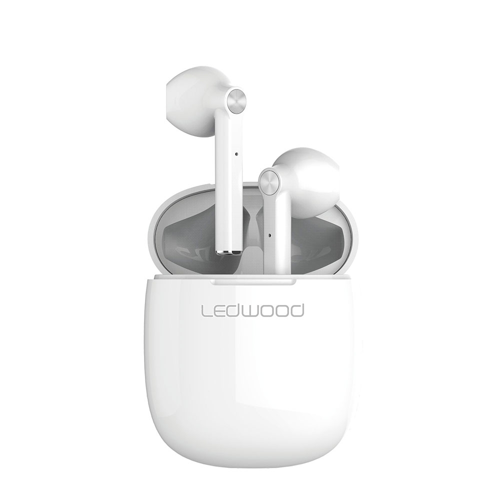 Image of Ledwood - SuperSlim Kabellose Bluetooth 5.0 In-Ear Sport Kopfhörer Headset (T16-TWS-WHI) + Lade Case (300mAh) - Weiss bei Apfelkiste.ch