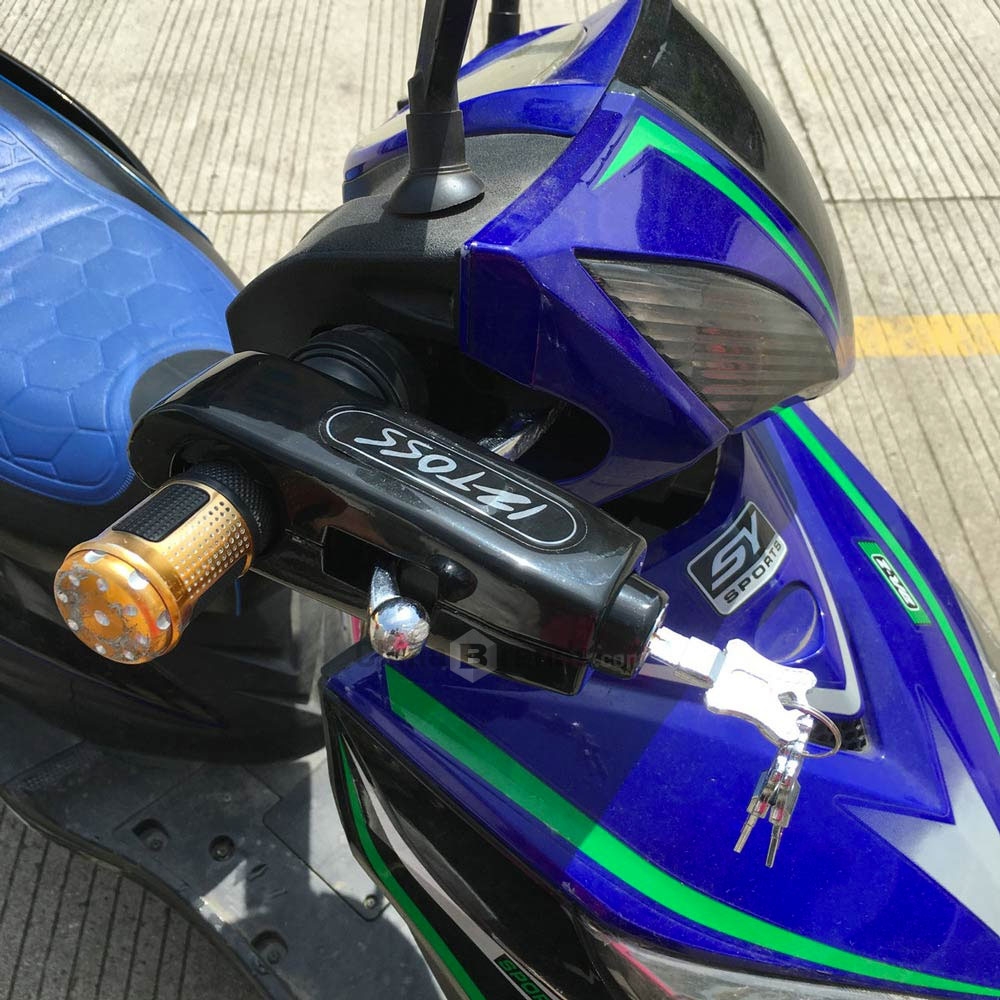 Robuste Lenkstangen Bremshebel Diebstahlsicherung Sperre für Motorrad / Roller / Töff mit 3 Schlüssel - Schwarz