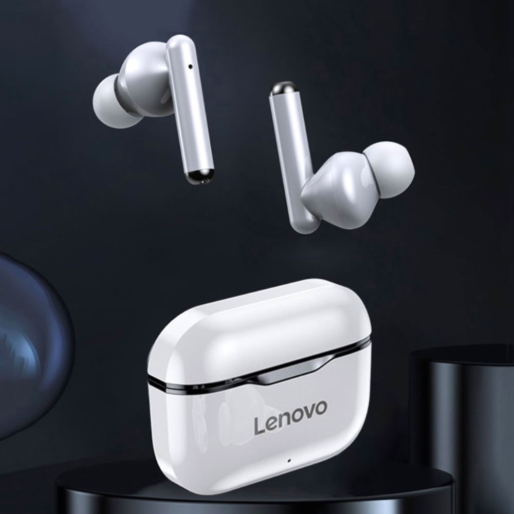 Image of Lenovo - Live Pods LP1 Kabellose TWS Bluetooth 5.0 In-Ear Kopfhörer Headset IPX4 + Lade Case (300mAh) - Weiss / Schwarz bei Apfelkiste.ch