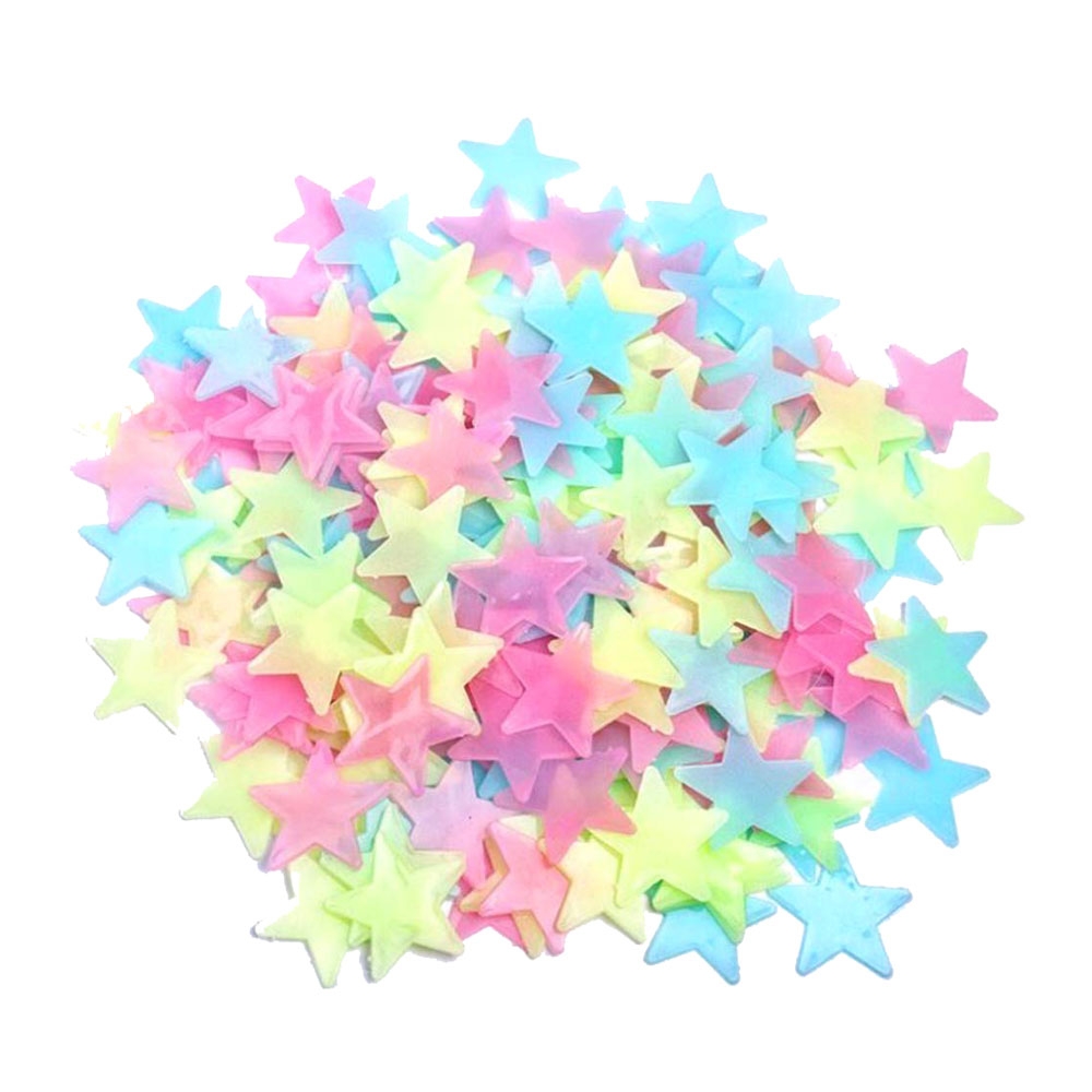 Image of (100er Set) Leuchtsterne fluoreszierend Wandsticker Sternenhimmel für Kinderzimmer - Bunt bei Apfelkiste.ch