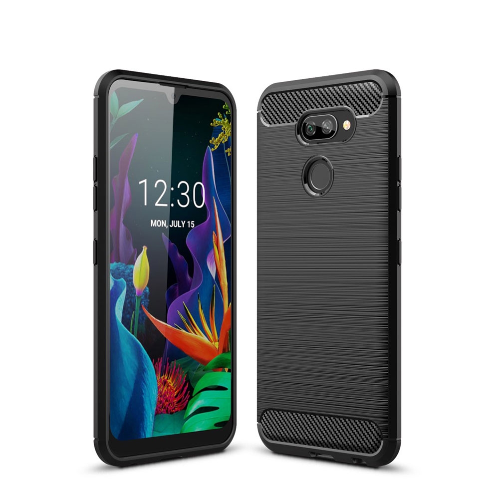 Image of LG K40S Gummi Case Schutzhülle im Carbon Look - Schwarz bei Apfelkiste.ch
