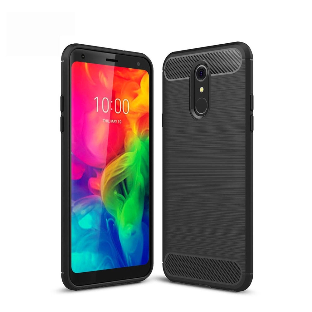 Image of LG Q7 Plus / LG Q7 Gummi Case Schutzhülle im Carbon Look - Schwarz bei Apfelkiste.ch