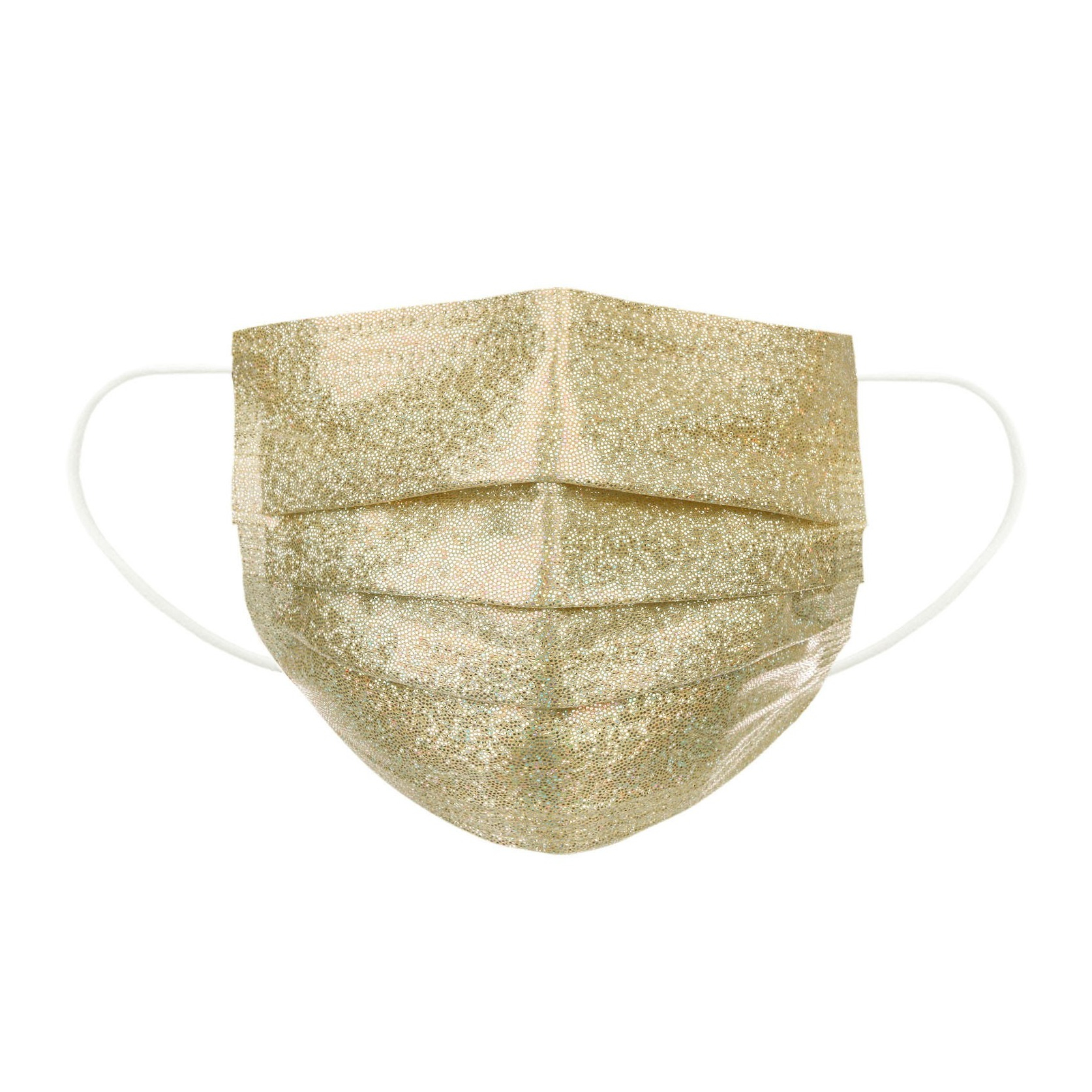 Image of (50er Set) Einweg Mundschutz Hygiene Atemschutzmaske (Einheitsgrösse) - Gold (Glitzer) bei Apfelkiste.ch