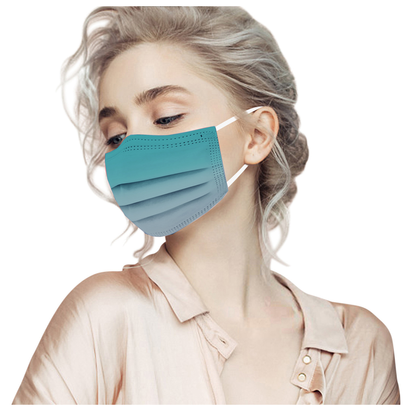 Image of (50er Set) Einweg Mundschutz Hygiene Atemschutzmaske (Einheitsgrösse) - Türkis (Farbverlauf) bei Apfelkiste.ch