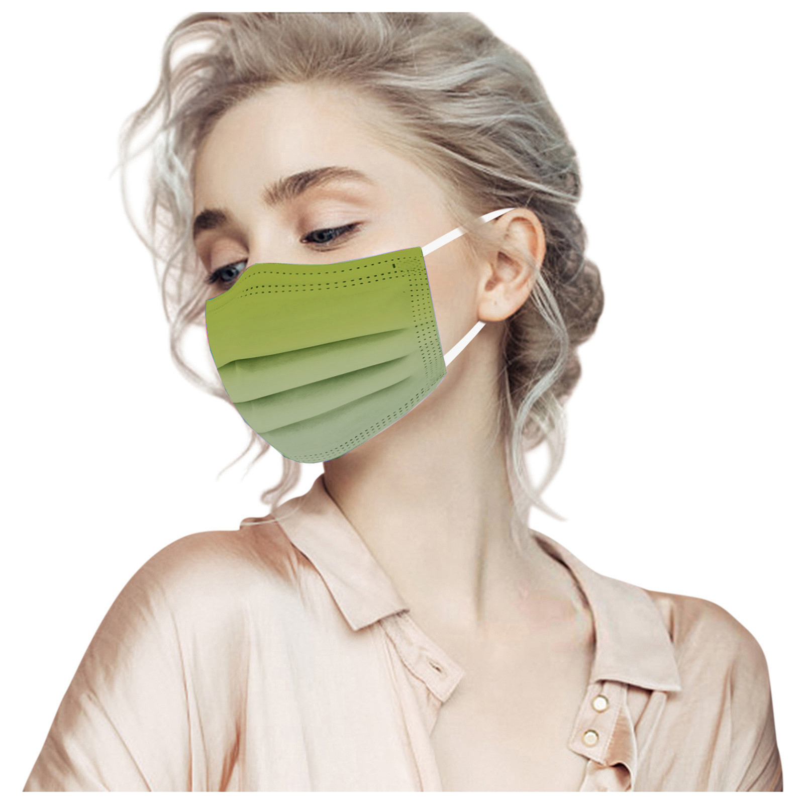 Image of (50er Set) Einweg Mundschutz Hygiene Atemschutzmaske (Einheitsgrösse) - Grün (Farbverlauf) bei Apfelkiste.ch