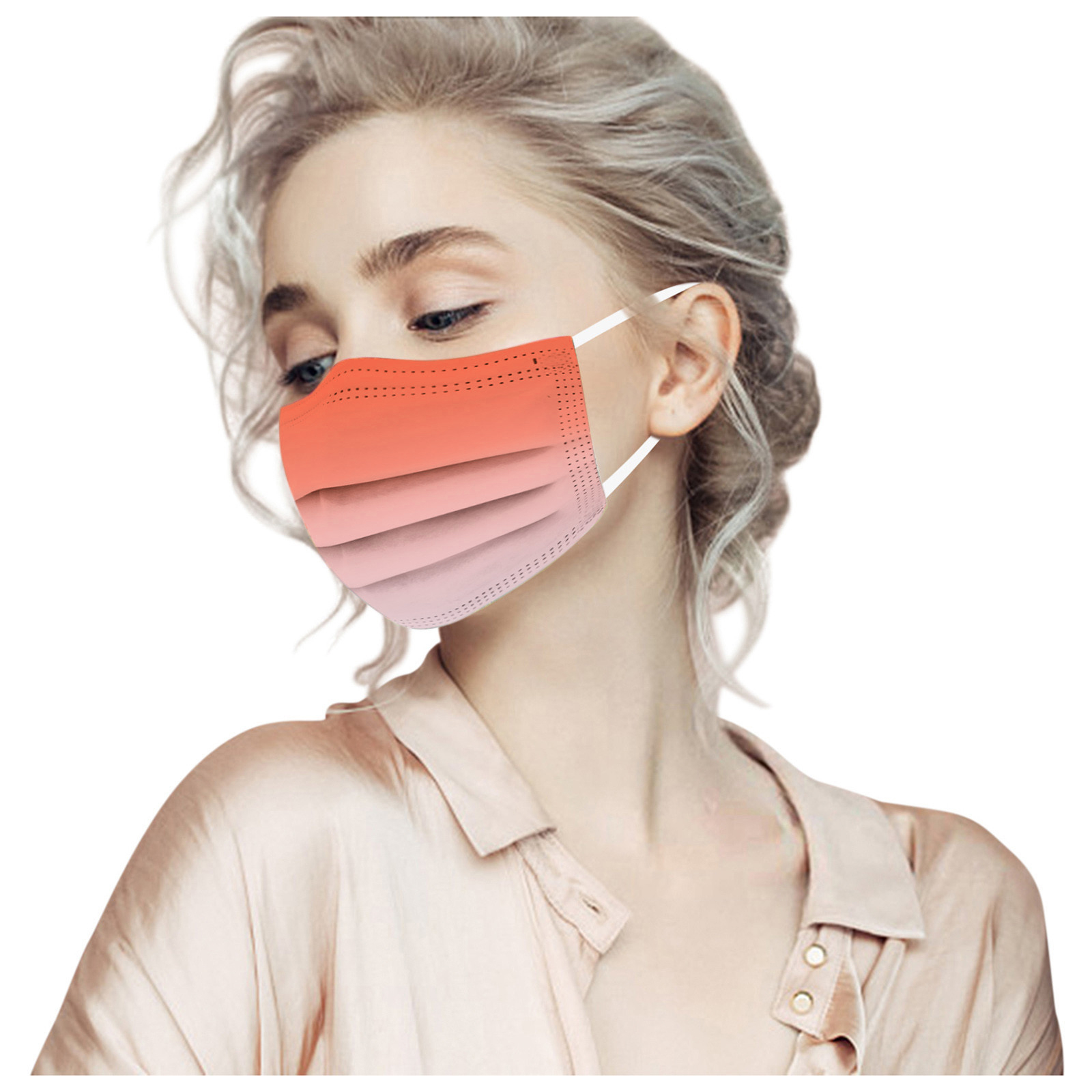 Image of (50er Set) Einweg Mundschutz Hygiene Atemschutzmaske (Einheitsgrösse) - Coral (Farbverlauf) bei Apfelkiste.ch