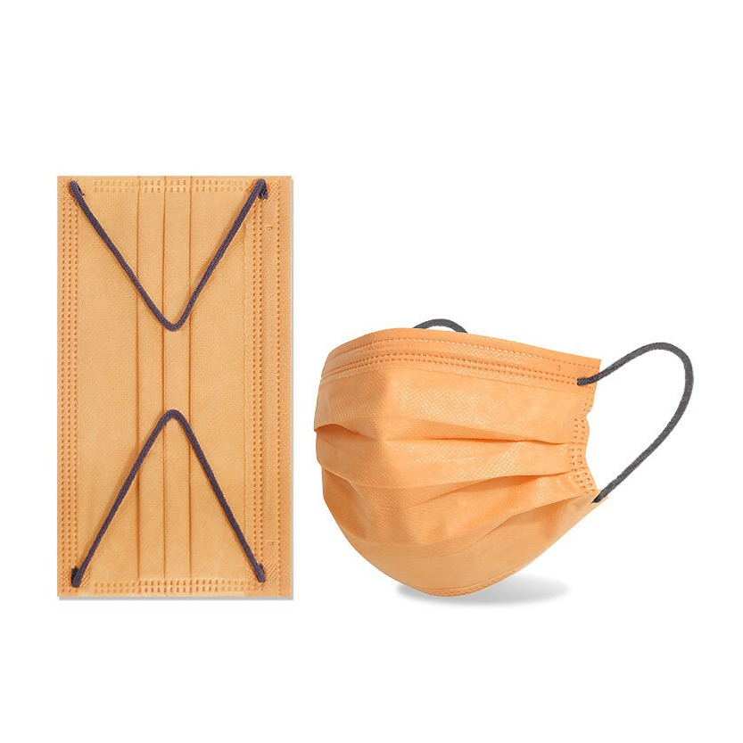 Image of (50er Set) Einweg Mundschutz Hygiene Atemschutzmaske (Einheitsgrösse) - Orange / Grau bei Apfelkiste.ch