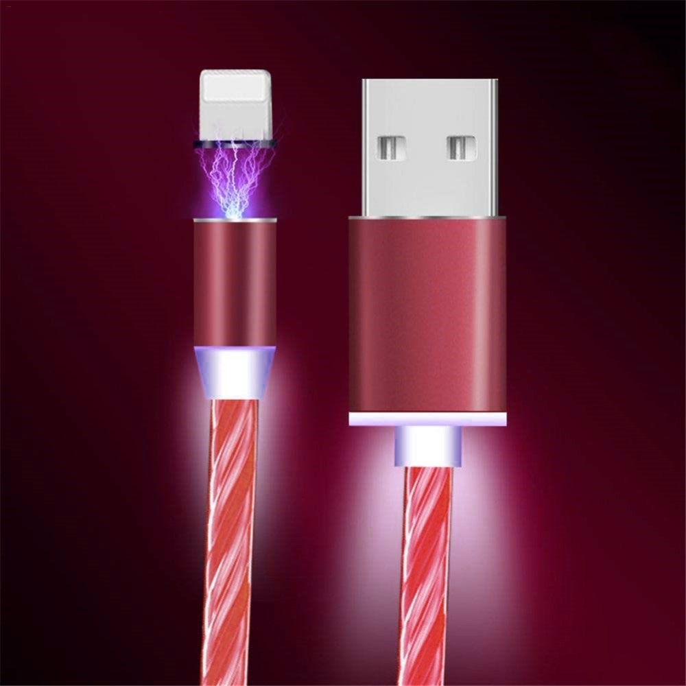 Image of (1m / 2.4A) Magnetisches Lightning Ladekabel Datenkabel mit LED Beleuchtung - Rot bei Apfelkiste.ch