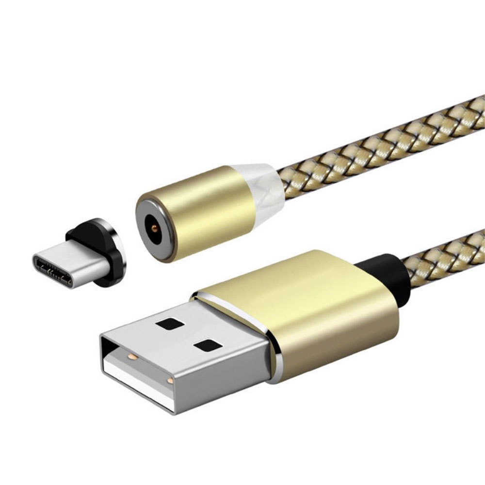 Image of (1m) Magnetisches USB C Ladekabel Datenkabel Nylon mit LED Beleuchtung - Gold bei Apfelkiste.ch