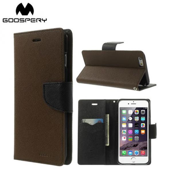 Mercury Goospery - iPhone 6 Plus / 6S Plus Leder Tasche Flipcase - Braun / Schwarz