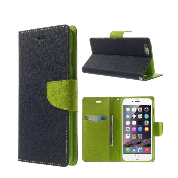 Image of Mercury Goospery - iPhone 6 Plus / 6S Plus Leder Tasche Flipcase - Dunkelblau / Grün bei Apfelkiste.ch