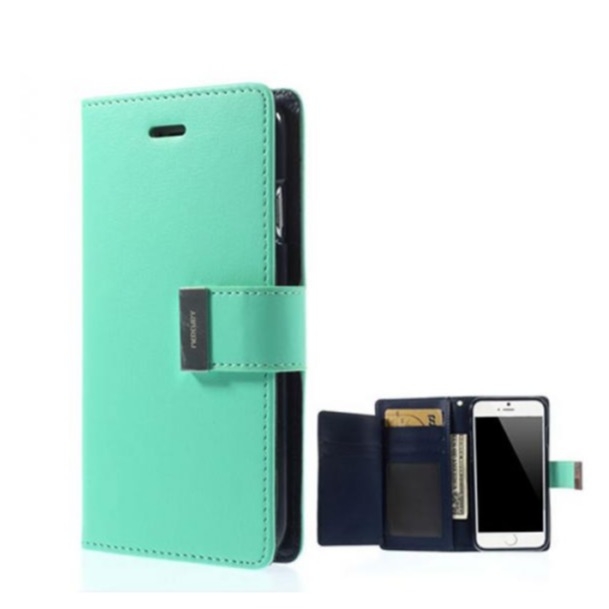 Image of Mercury Goospery - iPhone 6 Plus / 6S Plus Leder Tasche + Kartenfächer - Türkis bei Apfelkiste.ch