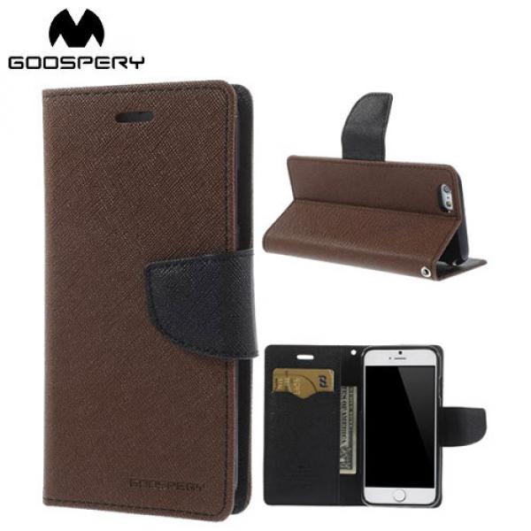 Mercury Goospery - iPhone 6 / 6S Leder Tasche Flipcase - Braun / Schwarz