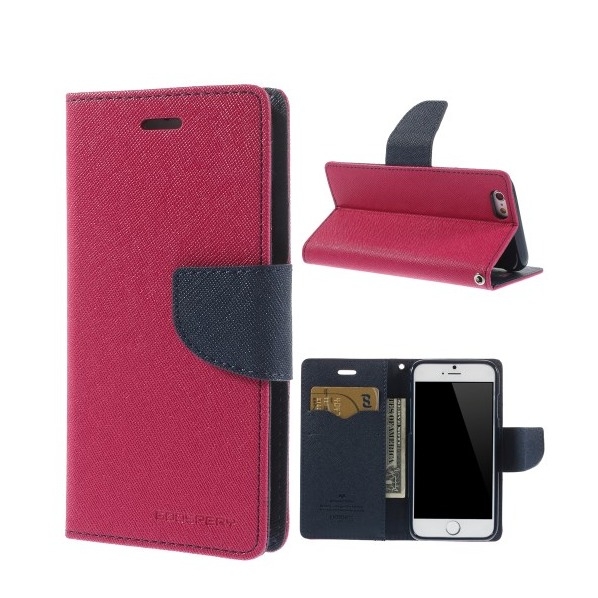Image of Mercury Goospery - iPhone 6 / 6S Leder Tasche Flipcase - Pink / Dunkelblau bei Apfelkiste.ch