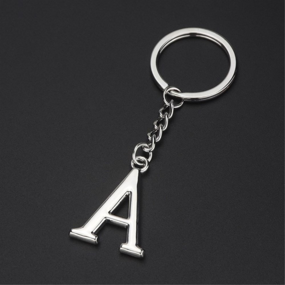 Image of Metall Buchstaben Schlüsselanhänger Accessoire mit Spaltring - Silber / A bei Apfelkiste.ch